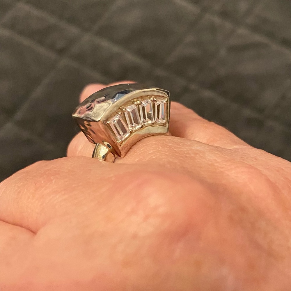 Silpada silver and baguette cut cz ring size 7